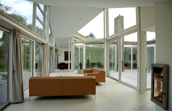 Glass Wall White Living Room