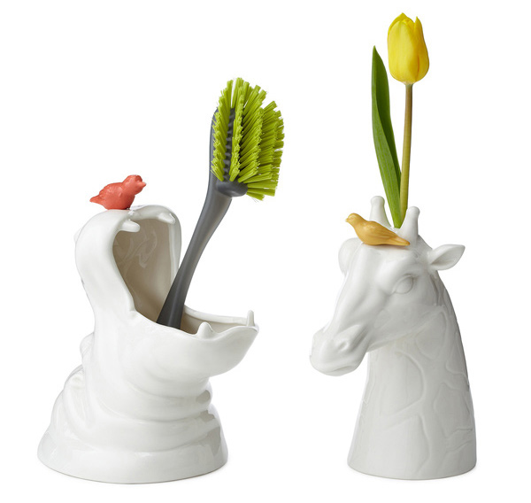 Giraffe and Hippo Vases