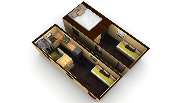 Mobile Tiny House Floor Plan 3D