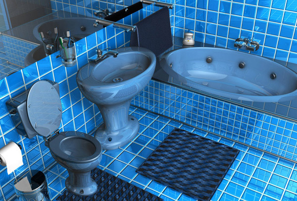 blue squared tile