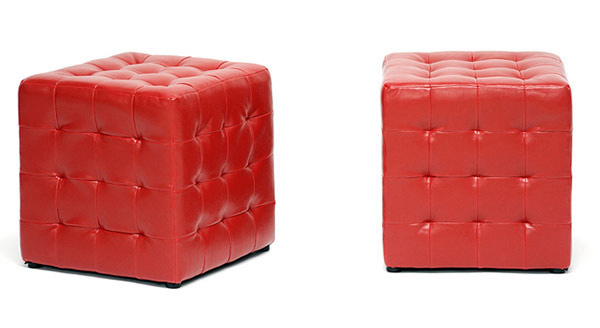 Siskal Red Modern Cube Ottoman