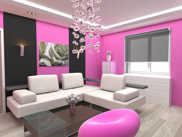 black and pink living room decor