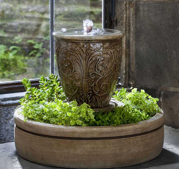 Cast Stone Arabesque Fountain with Planter