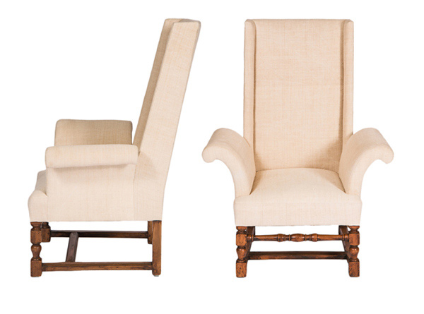 linen upholstered armchairs