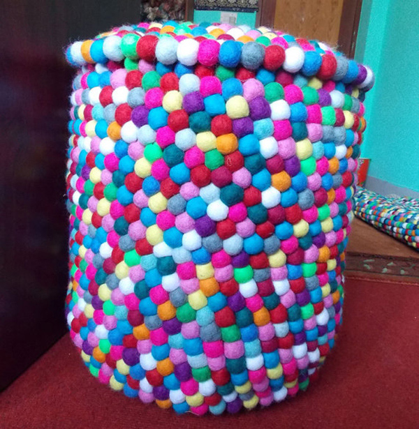 felt ball pouf