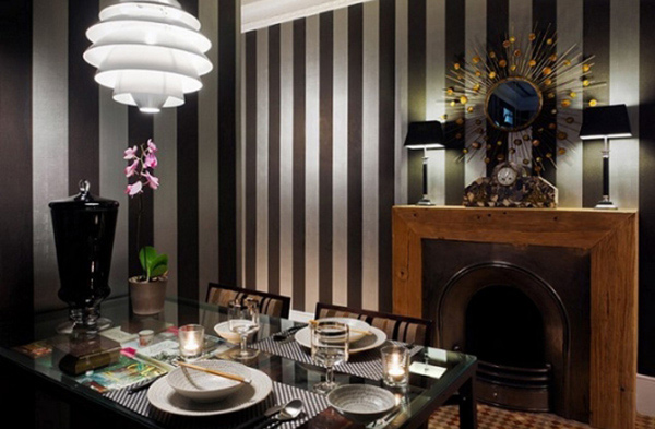 Striped Wall Accents in 15 Dining Room Designs | Home Design Lover