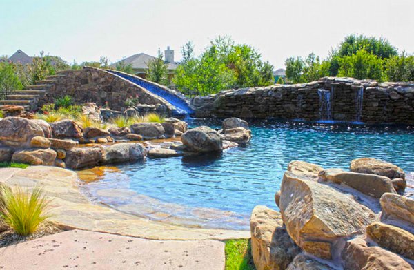 Residential swimming pool water slides