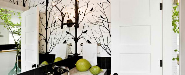 Black and White Wallpaper in 15 Bathrooms and Powder Rooms