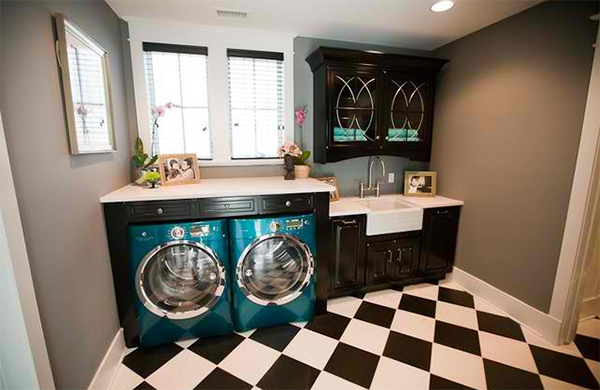 grey laundry area