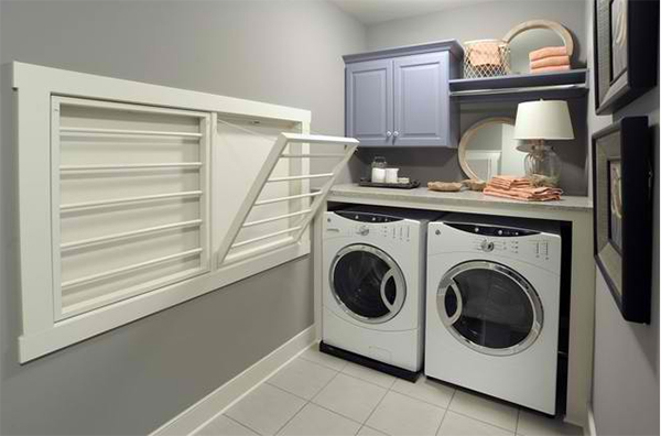 gray laundry area
