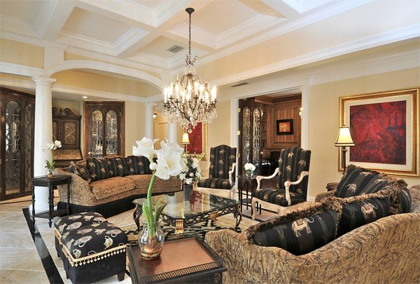 black color Mediterranean design living room