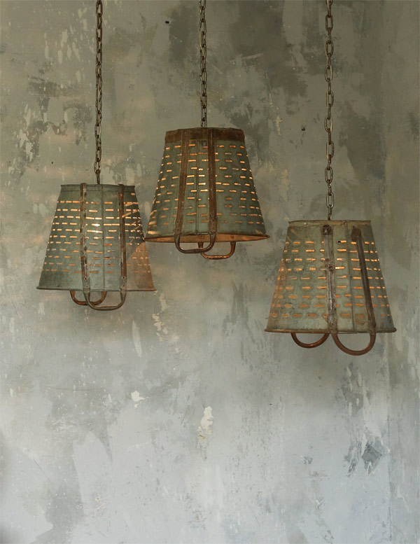 zinc buckets chandelier