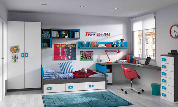 blue accent bedroom