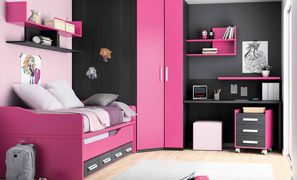 black pink kids room