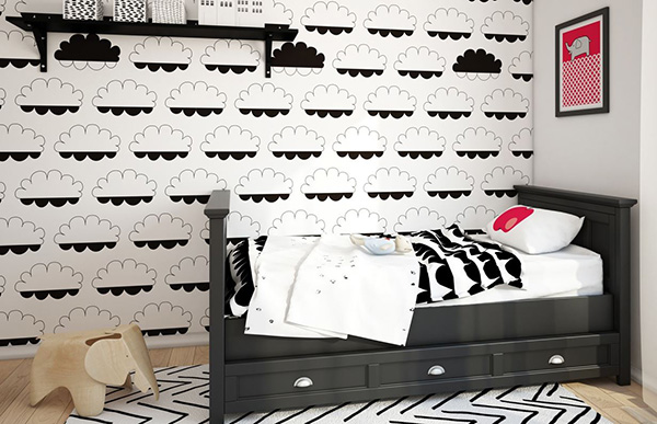 Black and White Wallpaper bedroom idea