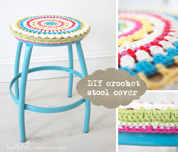 Crochet stool cover