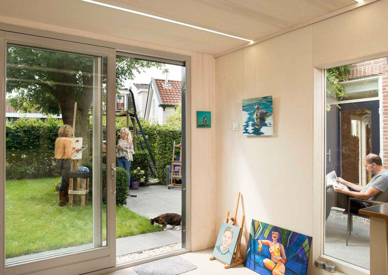 Backyard painting studio interior