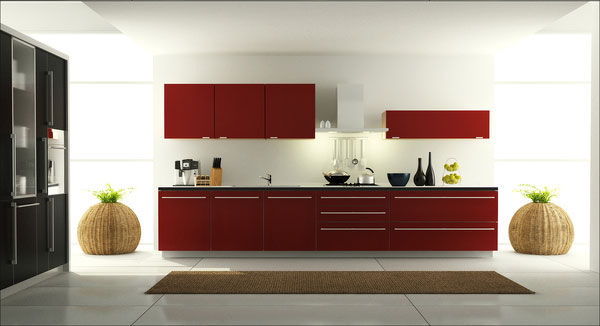 red cabinet doors