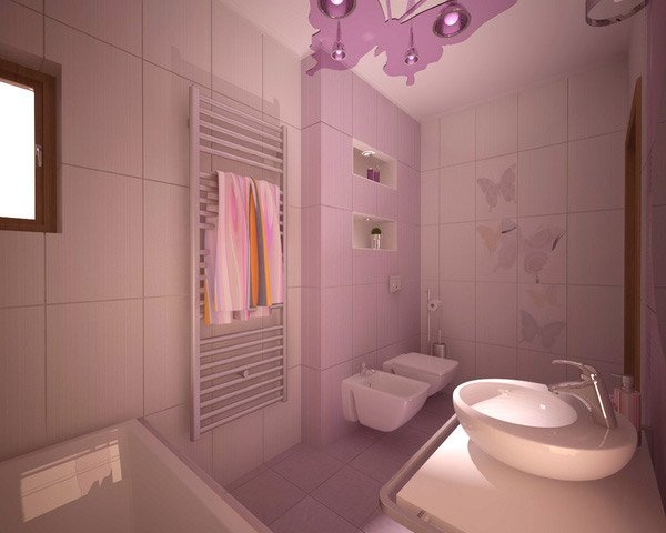 Creative bathroom with purple color