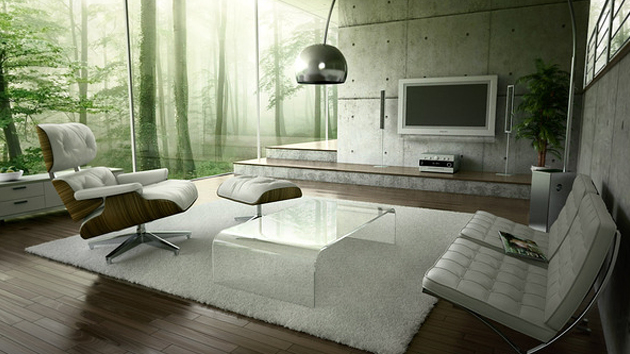 living room in forest