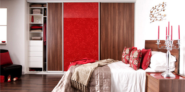 Walnut Red Glass Bed