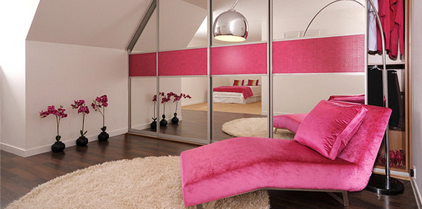 Pink Crocodile Leather Mirror Bedroom
