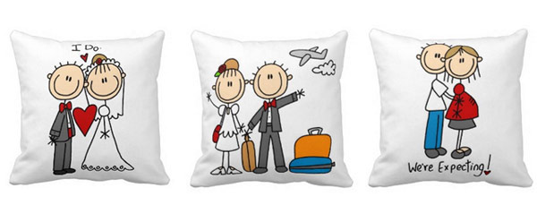 Couple Stick Figures Throw Pillow