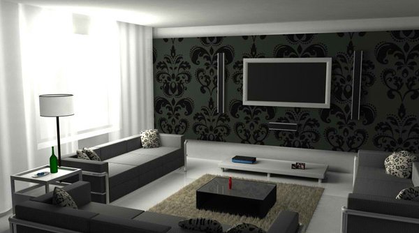 living room design black and whiteimage