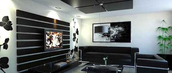 living room design black and whitephoto