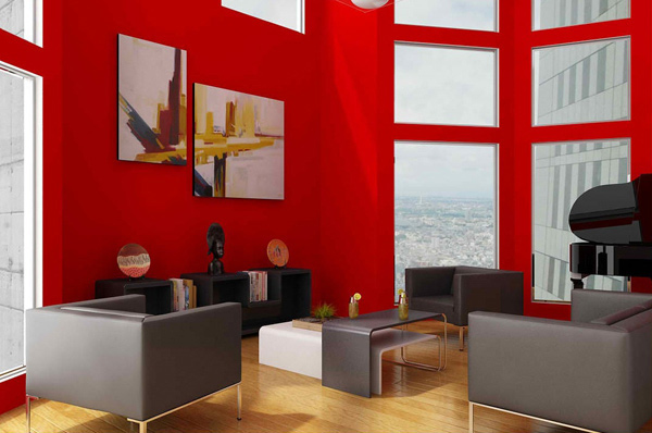 modern red room