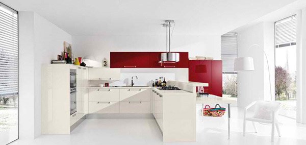 red cabinets