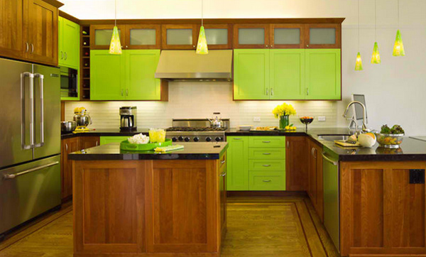 green cabinets