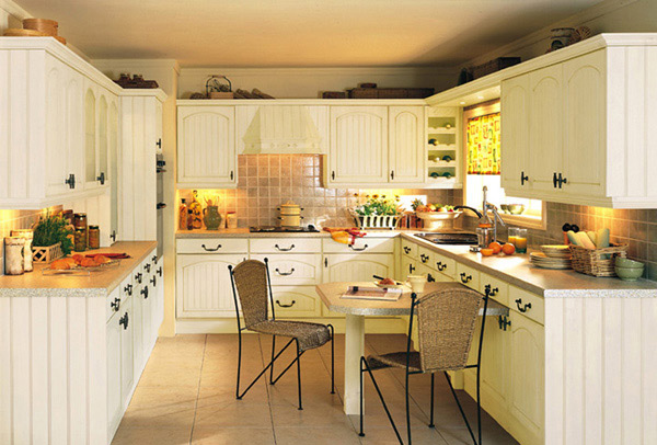 Cream colored cabinets