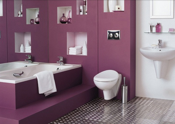 purple contemporary bathroom