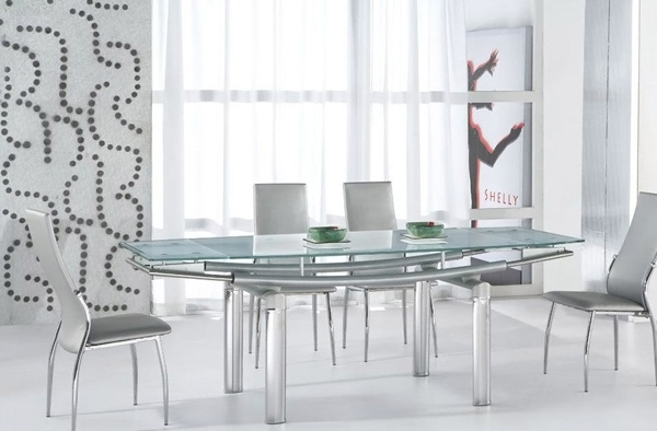 Serenity Ultra Modern Glass and Tube Dining Room 