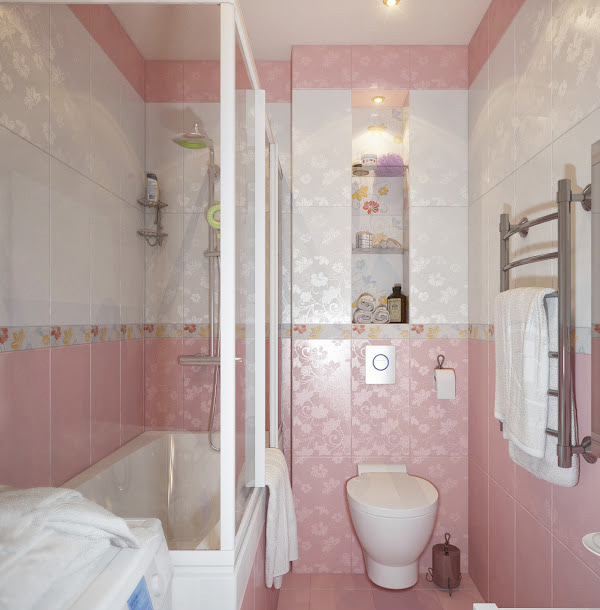 small pink and white bathroom