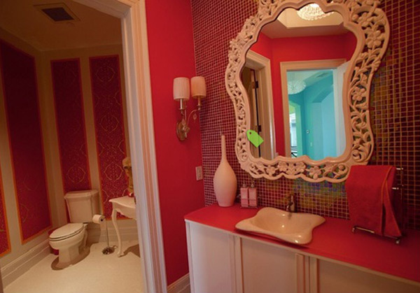 contemporary Pink Bathroom