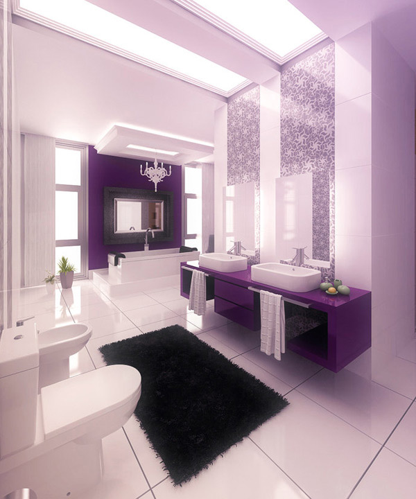 15 Majestically Pleasing Purple  and Lavender Bathroom  