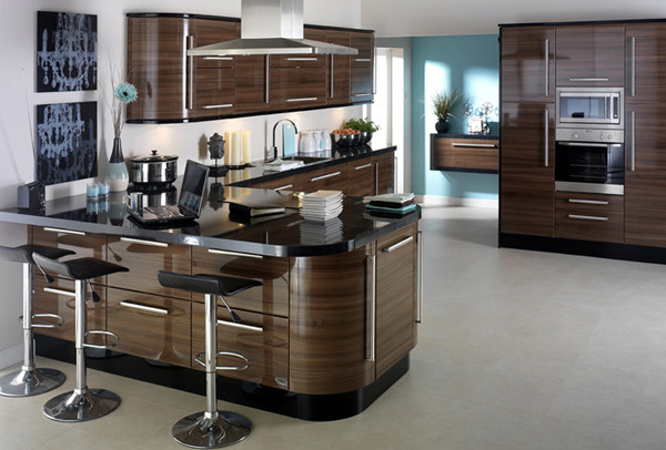 earth-toned gloss kitchen