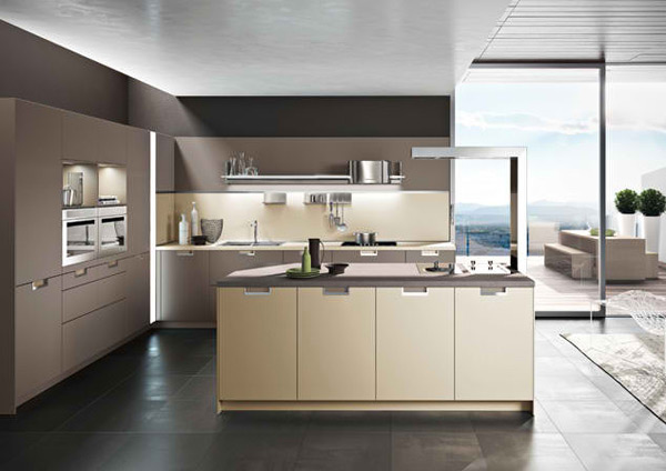 earth-toned gloss kitchen