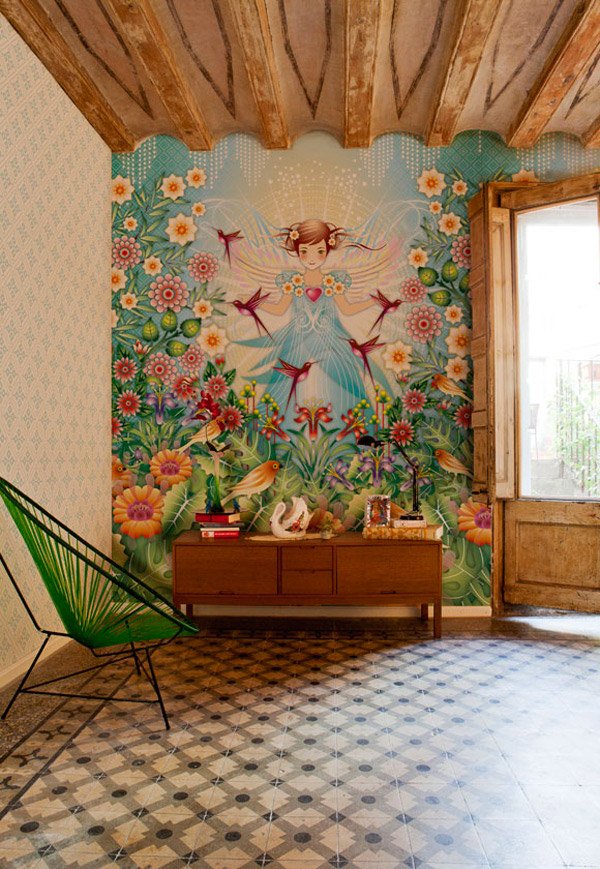 Living Rooms With Interesting Mural Wallpapers Home Design Lover