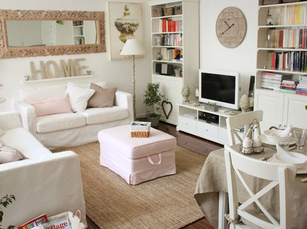 Distressed yet Pretty White Shabby Chic Living Rooms