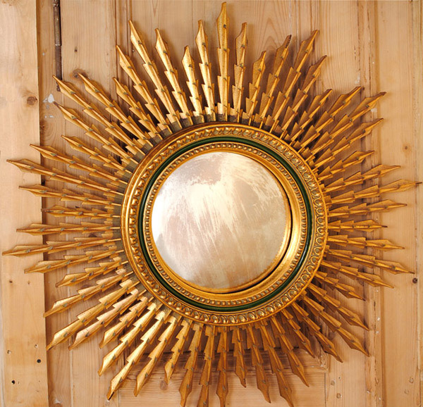 vintage Convex Sunburst Mirror