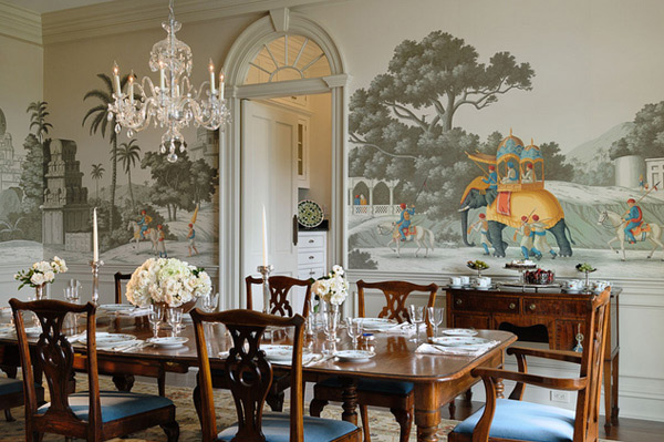 20 Conventional Dining Rooms With Wallpaper Murals Home Design Lover