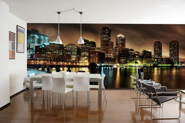 Conventional Dining Rooms With Wallpaper Murals Home Design Lover