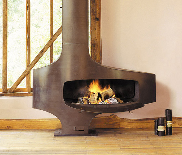 wood fireplace