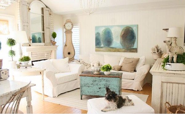 Distressed Yet Pretty White Shabby Chic Living Rooms Home