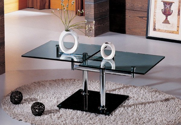 small rectangular glass top coffee table