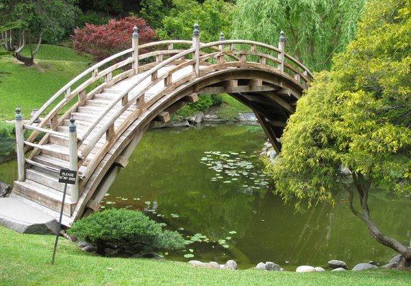 wooden curve bridge