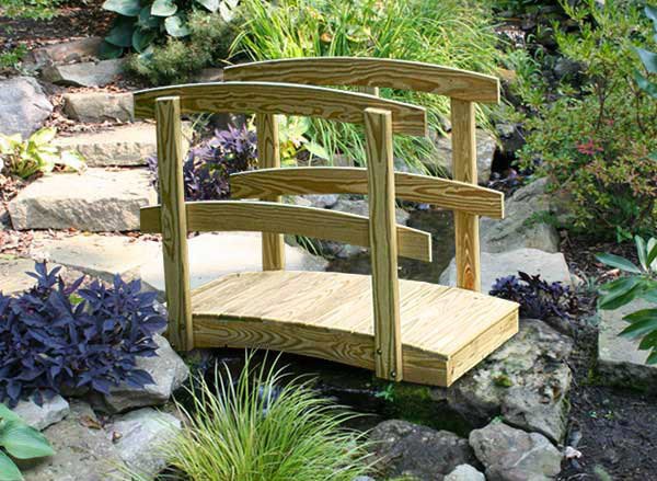 Stained Wood JKGHK Wooden Garden Bridge Footbridge with Safety Railings for Backyard Decorative Pond Bridge 